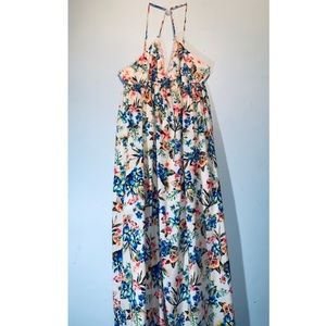 Orange Caramel Floral Summer Dress Crisscross back